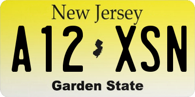 NJ license plate A12XSN