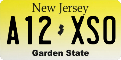 NJ license plate A12XSO