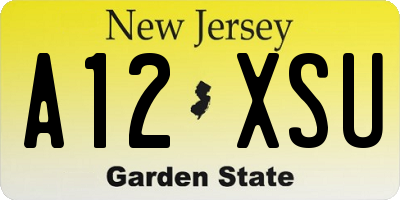 NJ license plate A12XSU