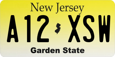 NJ license plate A12XSW