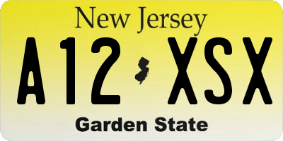NJ license plate A12XSX