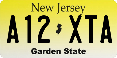 NJ license plate A12XTA