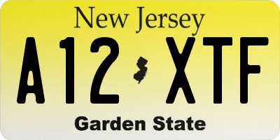 NJ license plate A12XTF