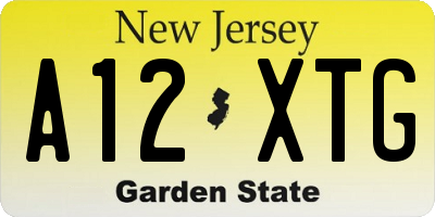 NJ license plate A12XTG