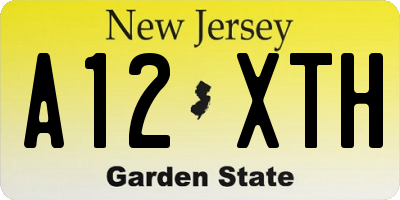 NJ license plate A12XTH