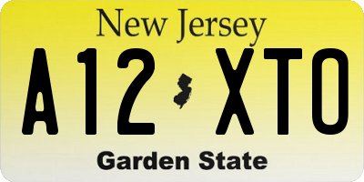 NJ license plate A12XTO