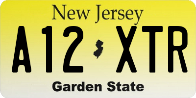 NJ license plate A12XTR