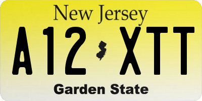 NJ license plate A12XTT