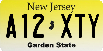 NJ license plate A12XTY