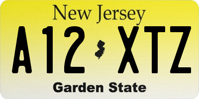 NJ license plate A12XTZ