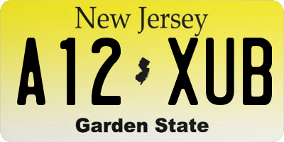 NJ license plate A12XUB