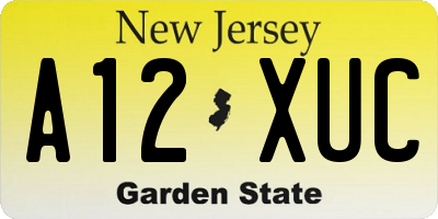 NJ license plate A12XUC