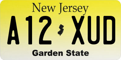 NJ license plate A12XUD