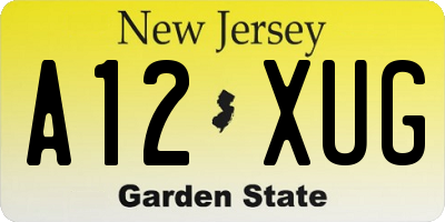 NJ license plate A12XUG