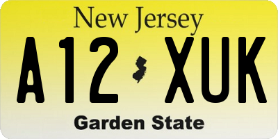 NJ license plate A12XUK
