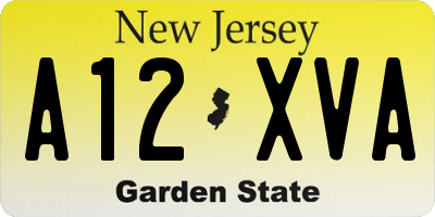 NJ license plate A12XVA