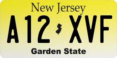 NJ license plate A12XVF
