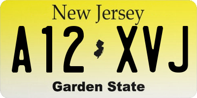 NJ license plate A12XVJ