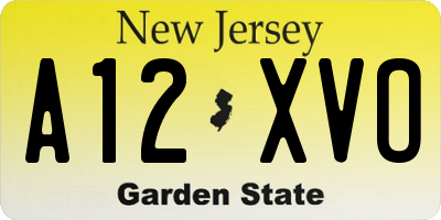 NJ license plate A12XVO
