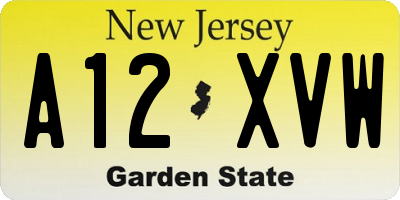 NJ license plate A12XVW