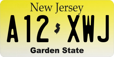 NJ license plate A12XWJ