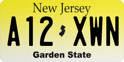 NJ license plate A12XWN