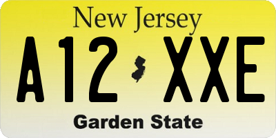 NJ license plate A12XXE