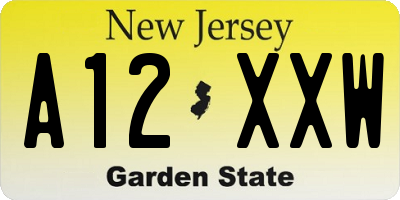 NJ license plate A12XXW