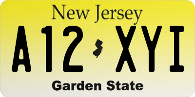 NJ license plate A12XYI
