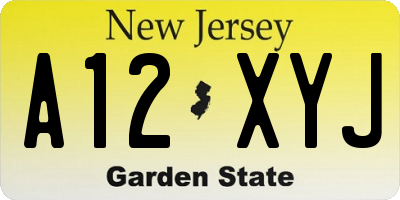NJ license plate A12XYJ