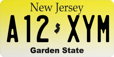 NJ license plate A12XYM