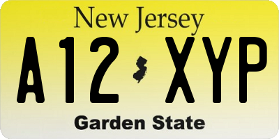 NJ license plate A12XYP