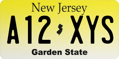 NJ license plate A12XYS