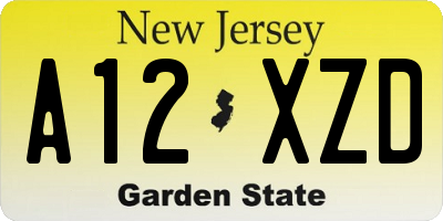 NJ license plate A12XZD