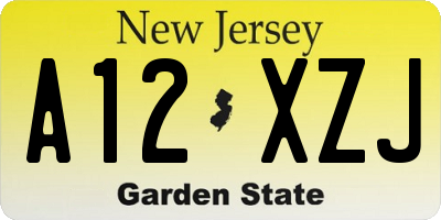 NJ license plate A12XZJ