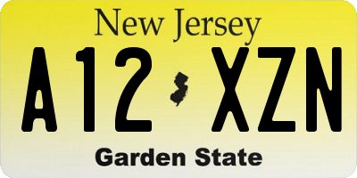 NJ license plate A12XZN