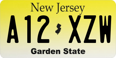 NJ license plate A12XZW