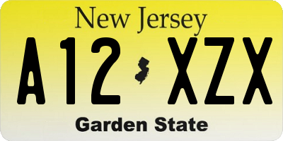NJ license plate A12XZX