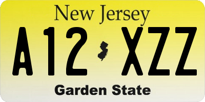 NJ license plate A12XZZ