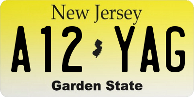 NJ license plate A12YAG