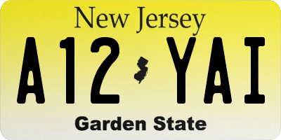 NJ license plate A12YAI