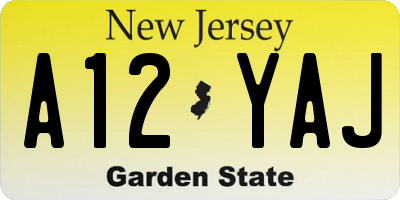 NJ license plate A12YAJ