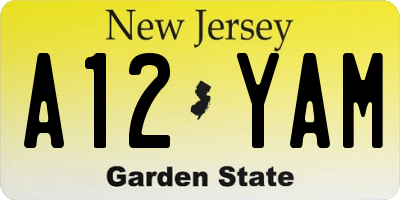NJ license plate A12YAM