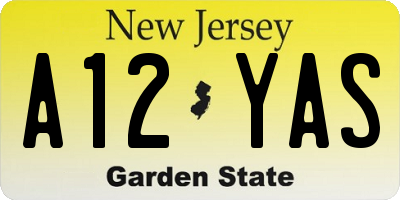 NJ license plate A12YAS