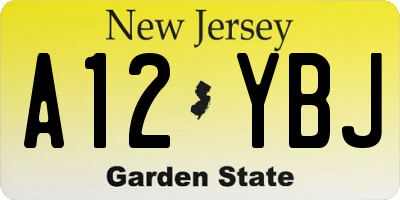 NJ license plate A12YBJ