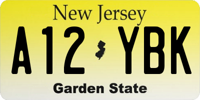 NJ license plate A12YBK