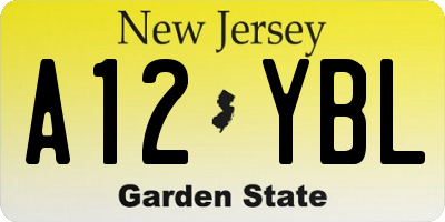NJ license plate A12YBL