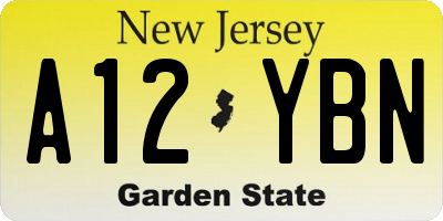 NJ license plate A12YBN