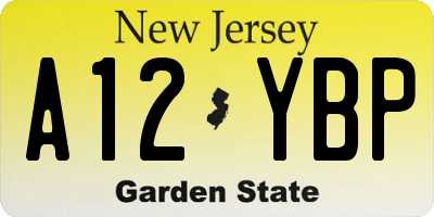 NJ license plate A12YBP