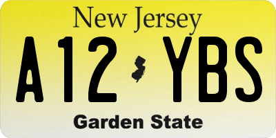 NJ license plate A12YBS